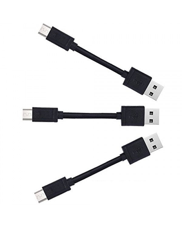 3-PACK BUNDLE, MICRO USB TO USB CORD CHARGING CABLE | BLACK | 3 INCH