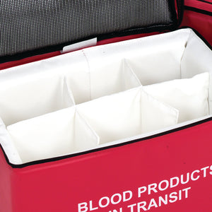 PADDED DIVIDER CARRY CASE "BLOOD PRODUCTS IN TRANSIT" | RED